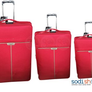 Ensemble 3 Valises Cabines avec Roulettes et Poignée de Traction - Couleur Rouge-Clair BG0053