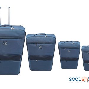Ensemble 4 Valises Cabines avec Roulettes et Poignée de Traction - Couleur Bleu Foncé BG0053
