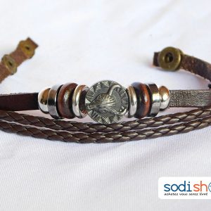 Bracelet Artisanal, Véritable Cuir, Qualité Supérieure Pour Homme et Femme - Fermoir à Bouton Pression, Couleur Marron Foncé SODI00