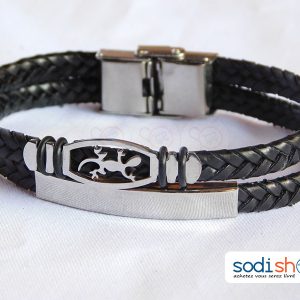 Bracelet Spécial à Logo, Double Tresse, Pour Homme et Femme - Taille Ajustable, Couleur Noir SODI00