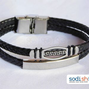 Bracelet Tressé, Très Class Pour Homme et Femme - Taille Ajustable, Couleur Noir/Argent SODI00