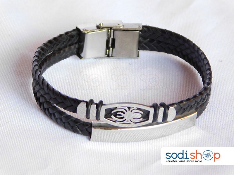 Bracelet Tressé, Logo Araignée, Unisexe Pour Homme et Femme - Taille Ajustable, Couleur Noir SODI00