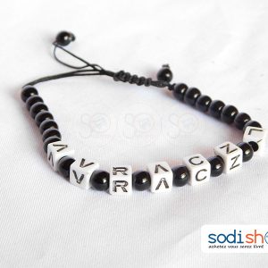 Bracelet en Perle, Très Class Pour Homme et Femme - Taille Ajustable, Couleur Noir/Blanc SODI00