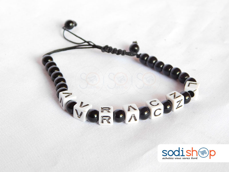 Bracelet en Perle, Très Class Pour Homme et Femme - Taille Ajustable, Couleur Noir/Blanc SODI00