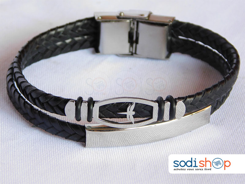 Bracelet Spécial à Logo Papillon, Double Tresse, Pour Homme et Femme - Taille Ajustable, Couleur Noir SODI00