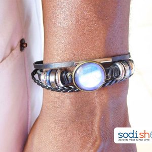 Bracelet en Cuir Mixte Pour Homme et Femme Bleu SODI00