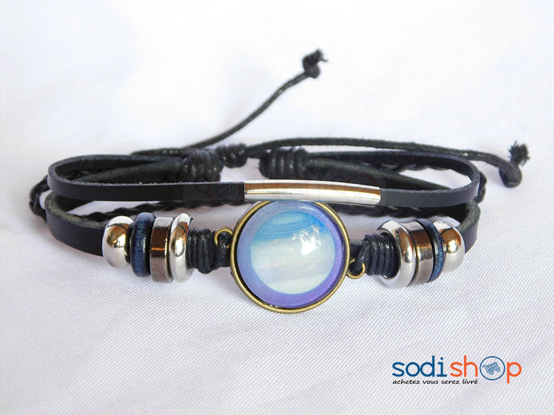 Bracelet en Cuir Mixte Pour Homme et Femme Bleu SODI00 – Image 2