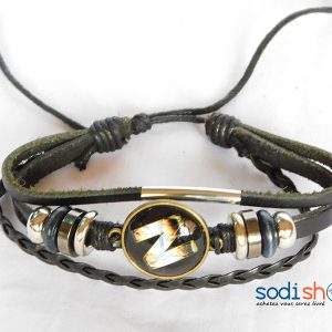 Bracelet en Cuir Synthétique Personnalisé Pour Homme et Femme Noir SODI00