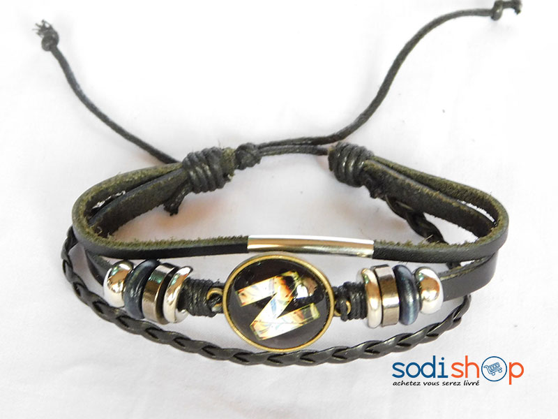 Bracelet en Cuir Synthétique Personnalisé Pour Homme et Femme Noir SODI00