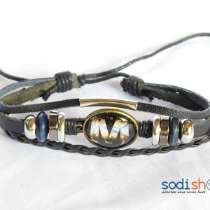 Bracelet en Cuir Synthétique Personnalisé Pour Homme et Femme Noir SODI00
