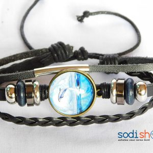 Bracelet en Cuir Synthétique Pour Femme Couleur Noire SODI00