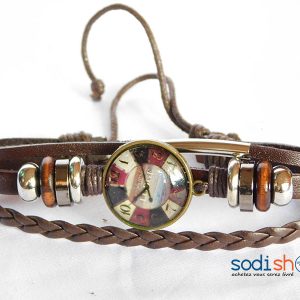 Bracelet en Cuir Synthétique Pour Homme et Femme Couleur Marron SODI00