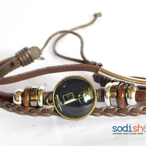 Bracelet en Cuir Synthétique Pour Homme et Femme Couleur Marron SODI00