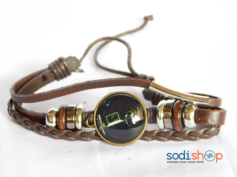 Bracelet en Cuir Synthétique Pour Homme et Femme Couleur Marron SODI00