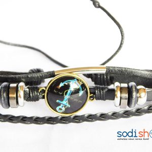 Bracelet en Cuir Synthétique Pour Homme et Femme Couleur Noire SODI00