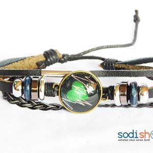Bracelet en Cuir Synthétique Pour Homme et Femme Couleur Noire SODI00