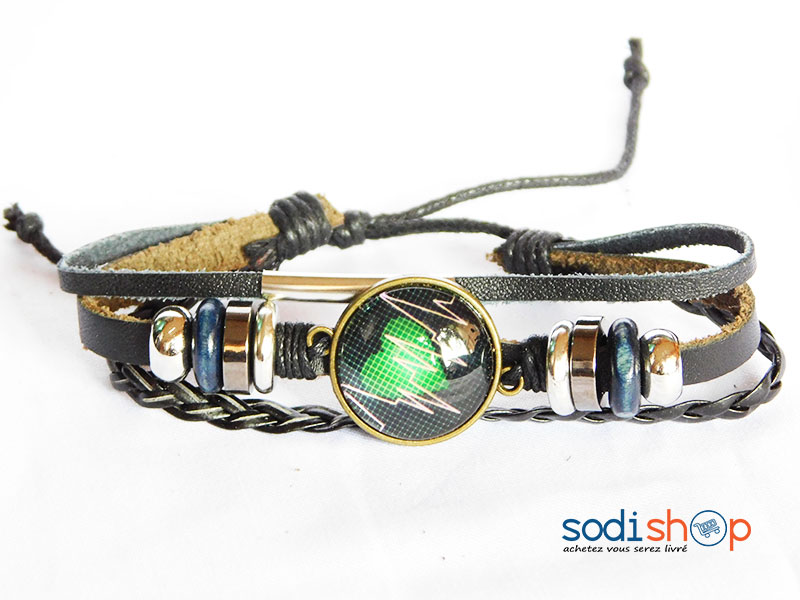 Bracelet en Cuir Synthétique Pour Homme et Femme Couleur Noire SODI00