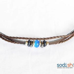 Bracelet en Cuir Synthétique Pour Homme et Femme Marron  SODI00
