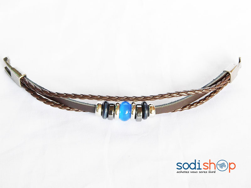 Bracelet en Cuir Synthétique Pour Homme et Femme Marron SODI00