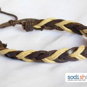 Bracelet en Cuir Tressé Mixte Pour Homme et Femme Marron SODI00