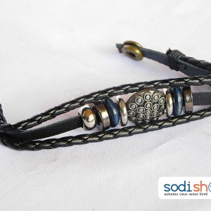 Bracelet en Cuir Véritable pour Femme Couleur Bleu SODI00