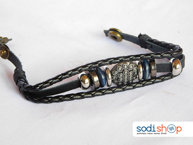 Bracelet en Cuir Véritable pour Femme Couleur Bleu SODI00