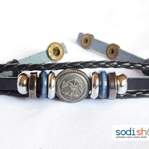 Bracelet en Cuir Véritable pour Femme Couleur Bleu SODI00