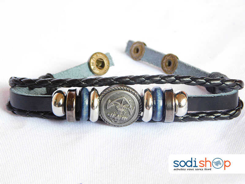 Bracelet en Cuir Véritable pour Femme Couleur Bleu SODI00