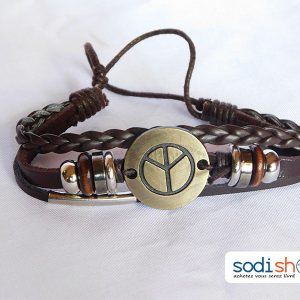 Bracelet réglable en Cuir Mixte Pour Homme et Femme Marron SODI00