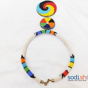 Collier Artisanal, Style Africain, Sublime Design Pour Femme - Couleur Blanc MT0077