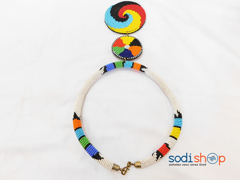 Collier Artisanal, Style Africain, Sublime Design Pour Femme - Couleur Blanc MT0077