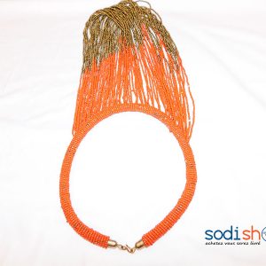 Accessoire Pour Femme, Collier Éclatant en Perle, Couleur Orange - Style Africain MT0077