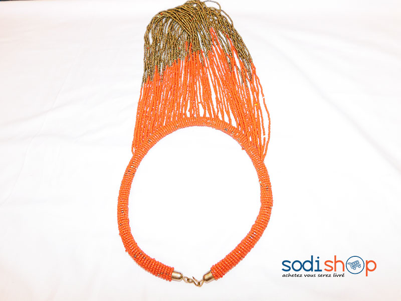 Accessoire Pour Femme, Collier Éclatant en Perle, Couleur Orange - Style Africain MT0077