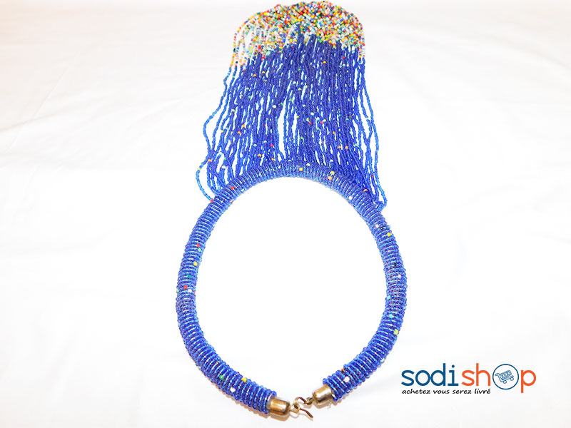 Accessoire Pour Femme, Collier Éclatant en Perle, Couleur Bleu - Style Africain MT0077