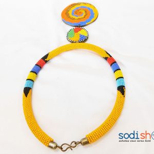 Collier Africain, Ultra Class, Couleur Jaune, Conception Kenyane - Pour Femme MT0077