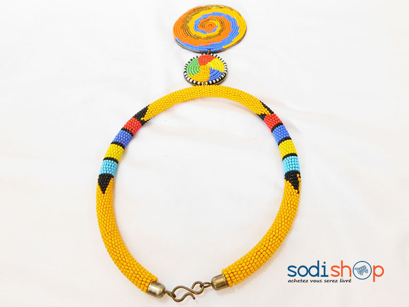 Collier Africain, Ultra Class, Couleur Jaune, Conception Kenyane - Pour Femme MT0077
