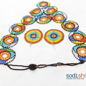 Ensemble Collier Plus Boucle en Perle Africaine Multicolore MT0077