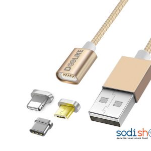 Câble USB Magnétique 3 en 1 Doolike DL-CB 06, Multi Embout, Haute Qualité, 3 Têtes Interchangeable Pour iPhone, Samsung LG0017