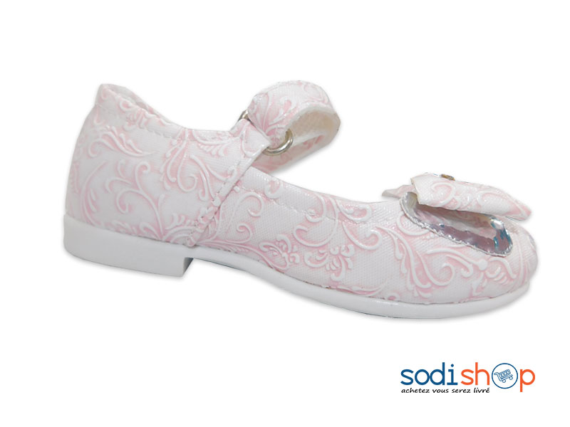 Chaussure à Nœud Pour Bébés et Fillette avec Décoration - Couleur Blanc DD0074