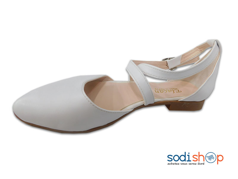 Ballerine Marque Elacan, Chaussure Blanche Pour Fille DD0074