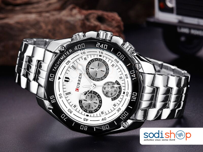 Montre en Acier Inoxydable Curren 8077, Pour Homme D’Affaires, Haute Qualité, Résiste à L'Eau SODI00