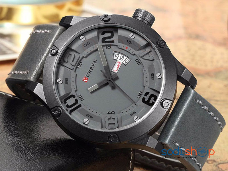 Curren 8251, Montre homme classique à quartz étanche, au style luxueux, avec bracelet en cuir de haute qualité SODI00 – Image 5