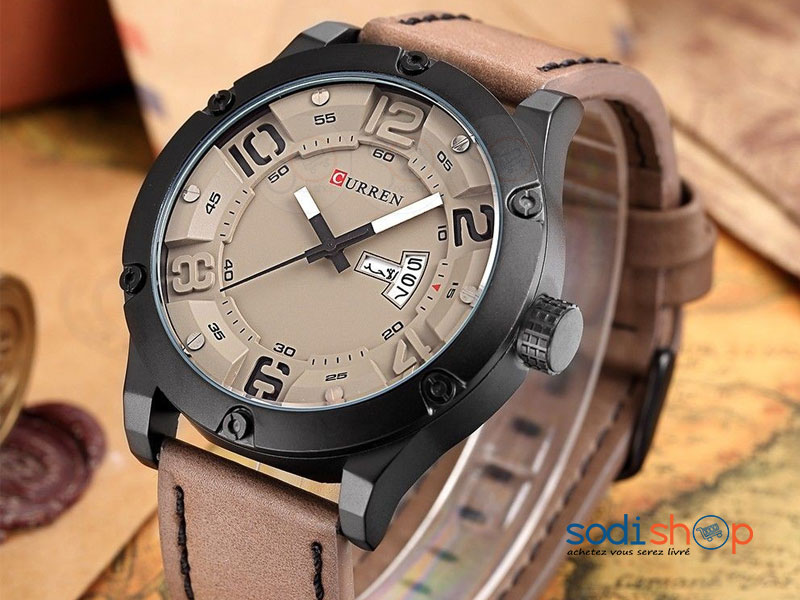 Curren 8251, Montre homme classique à quartz étanche, au style luxueux, avec bracelet en cuir de haute qualité SODI00 – Image 4