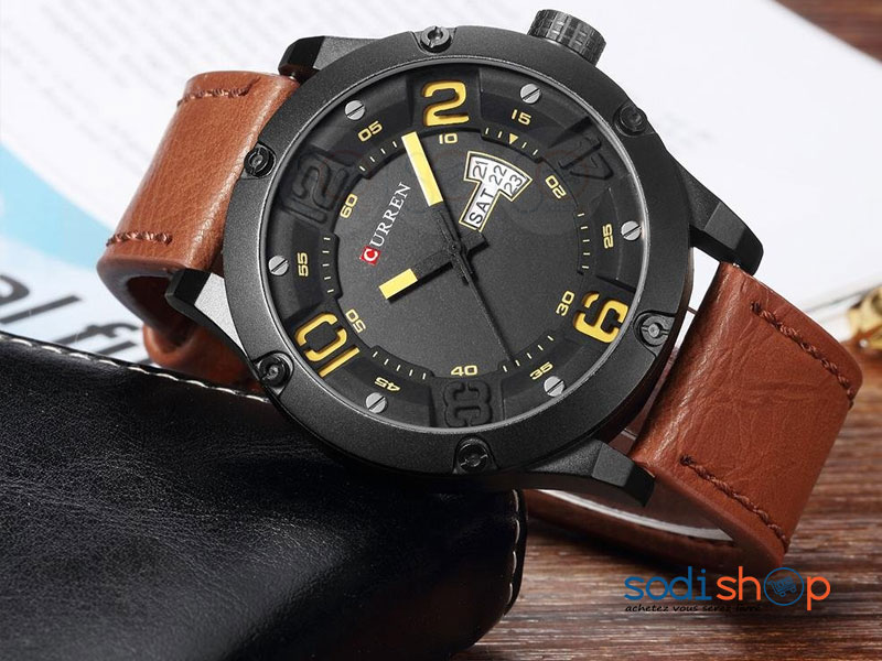 Curren 8251, Montre homme classique à quartz étanche, au style luxueux, avec bracelet en cuir de haute qualité SODI00 – Image 3