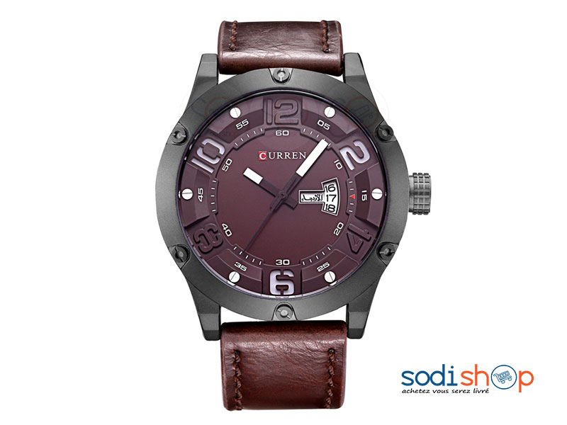 Curren 8251, Montre homme classique à quartz étanche, au style luxueux, avec bracelet en cuir de haute qualité SODI00 – Image 2