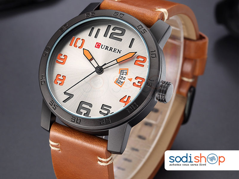 Curren 8254, Montre en Cuir à quartz étanche, haute qualité, Style Classique avec Date, Pour Homme SODI00 – Image 2