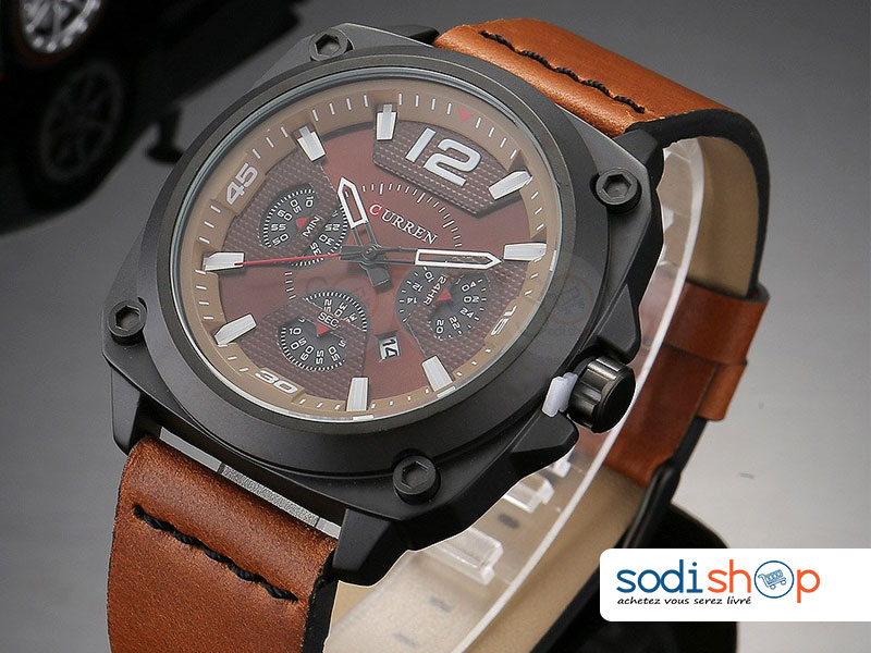 Montre à Quartz Curren 8260 Style Classique Pour Homme d’Affaires, Haute Qualité en Cuir DIA00169