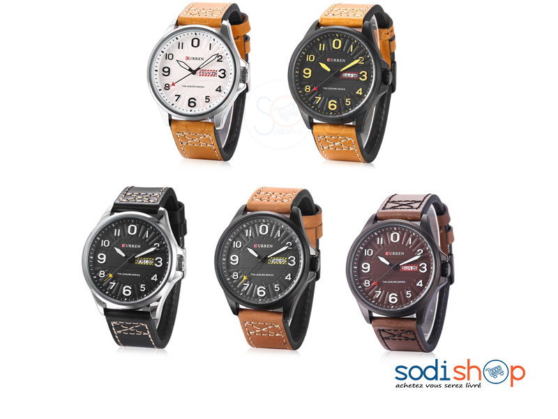 Montre à Quartz Curren M-8269 Pour Hommes d’Affaires, Haute Qualité en Cuir, avec Date SODI00 – Image 2