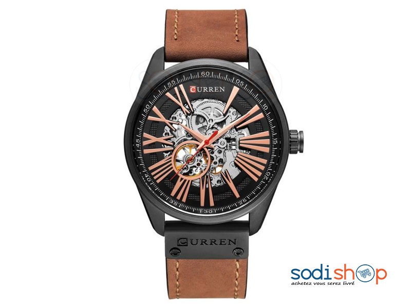 Curren 8299, Montre Homme classique à quartz étanche, au style luxueux, avec bracelet en cuir de haute qualité SODI00 – Image 3