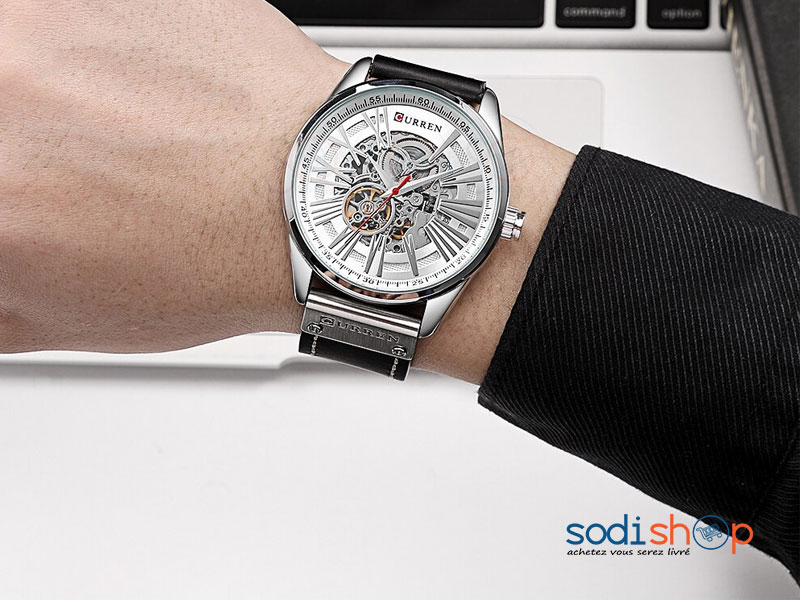 Curren 8299, Montre Homme classique à quartz étanche, au style luxueux, avec bracelet en cuir de haute qualité SODI00 – Image 4